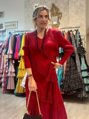 Vestido Rojo de flecos