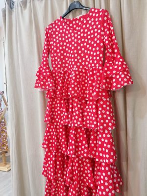 Flamenca niña  Rojo lunar talla 8