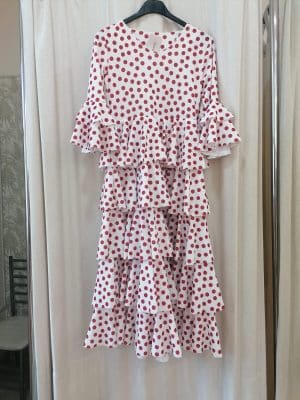 Flamenca Niña blanco lunar rojo talla 10