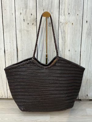 Bolso piel trenzada grande marrón chocolate