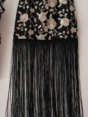 FALDA FLECOS BORDADO