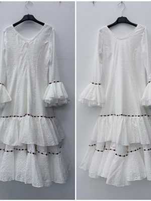 Vestido flamenca perforado con cinta de terciopelo Niña