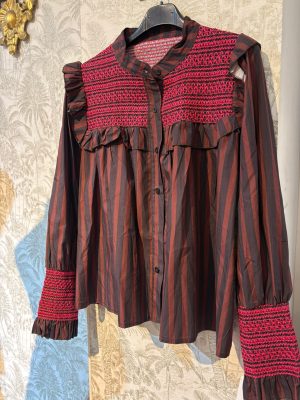 Camisa frunce rayas bicolor