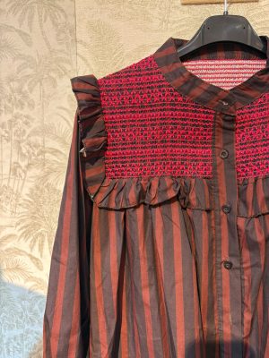 Alternative view of Camisa frunce rayas bicolor